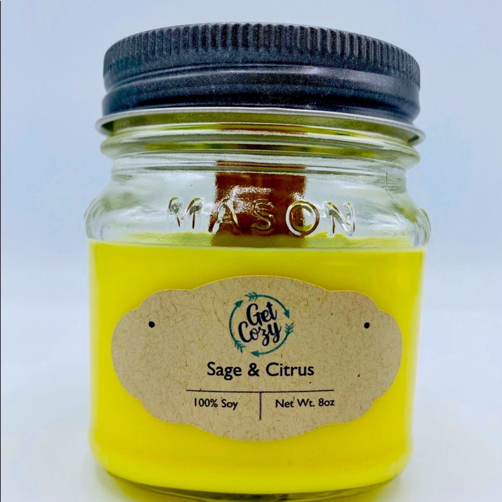 Sage & Citrus 100% Soy Wood Wick Candle.  Handmade